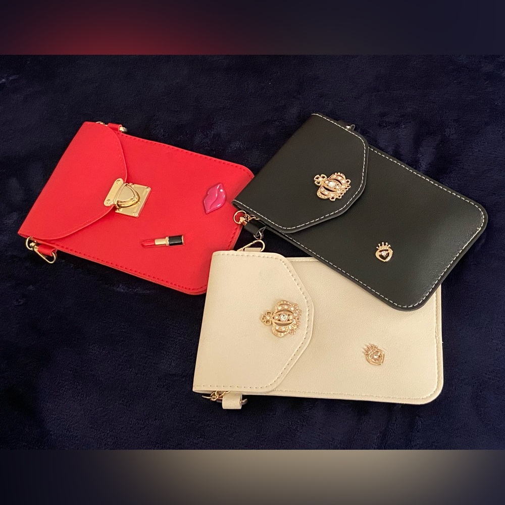 Elegant Women's Clutch Set - Red, Black, and Cream